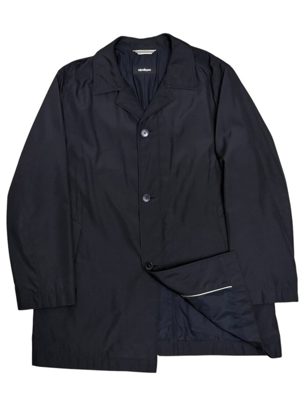 STRELLSON Waterproof Trench Coat Black Business Casual Luxury Jacket Mens XL